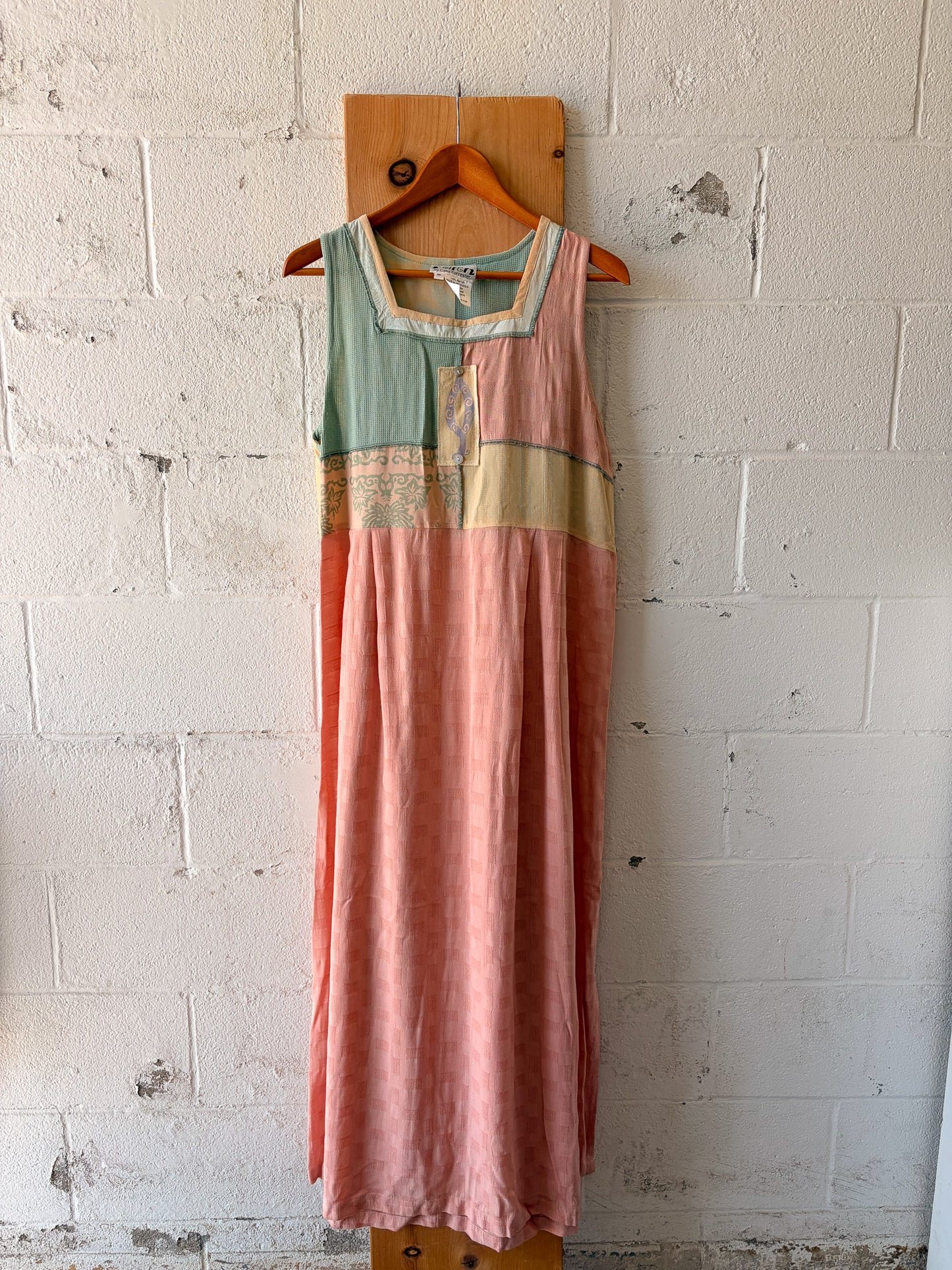 Vtg Pastel Maxi Dress : XL