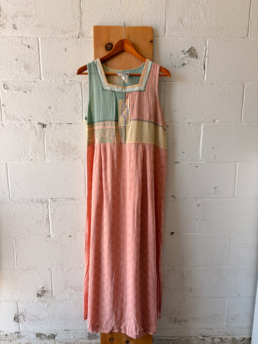 Vtg Pastel Maxi Dress : XL