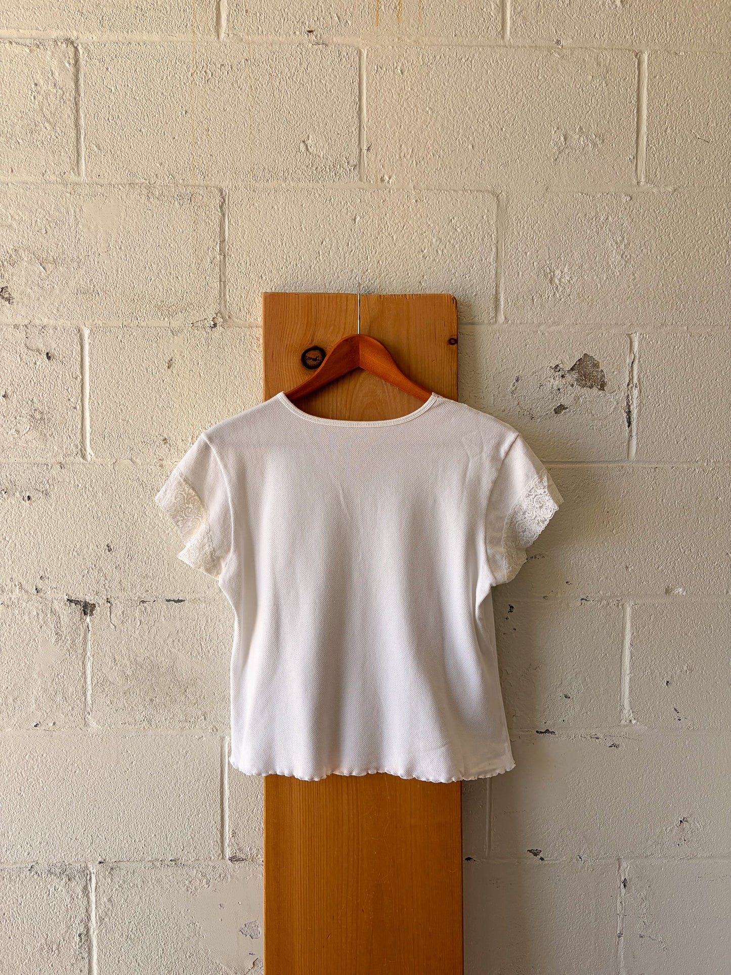 Lace Trimmed White Blouse : L/XL