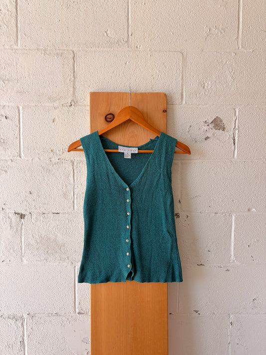 Vtg Turquoise Knit Tank : S/M