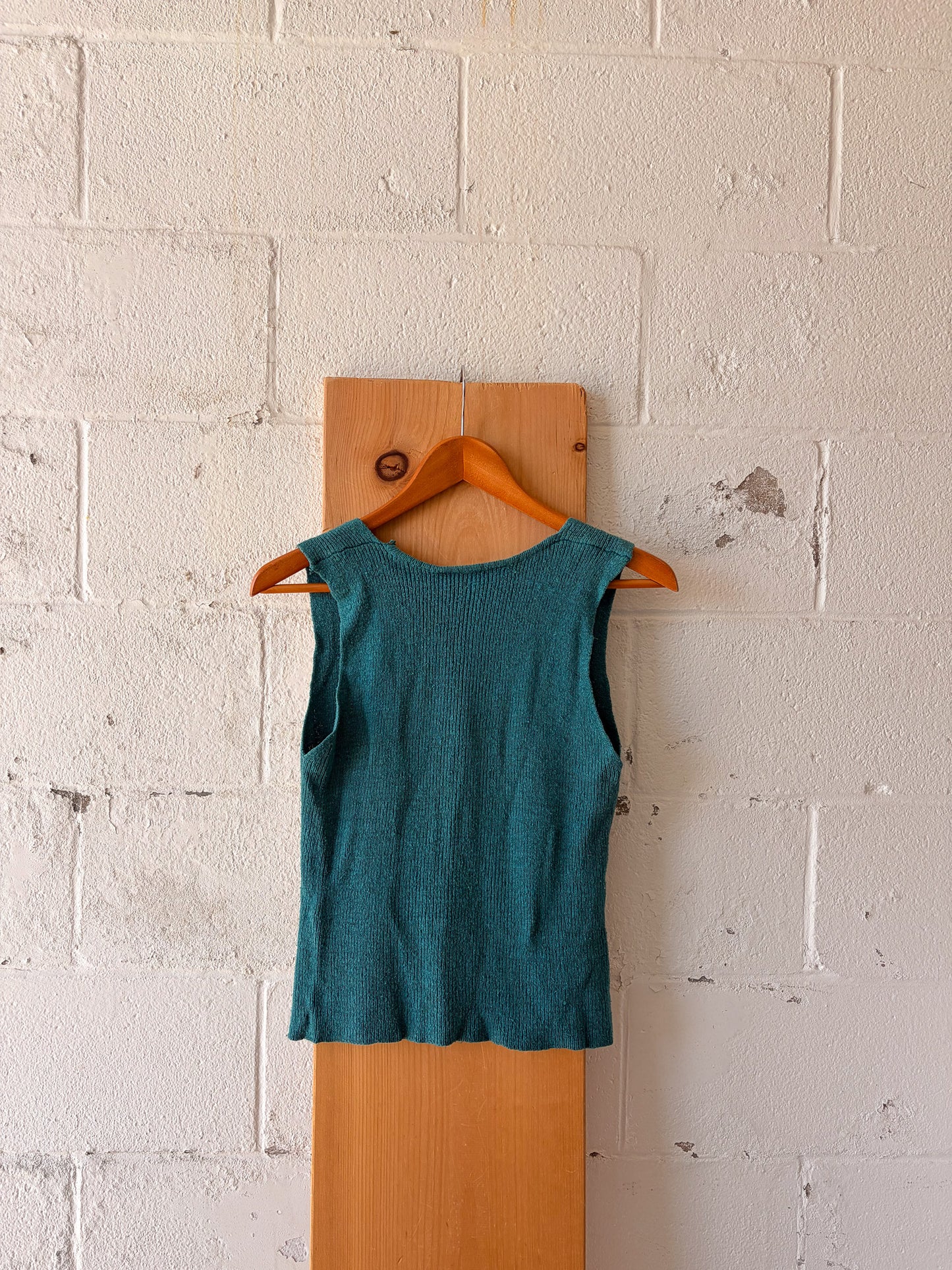 Vtg Turquoise Knit Tank : S/M