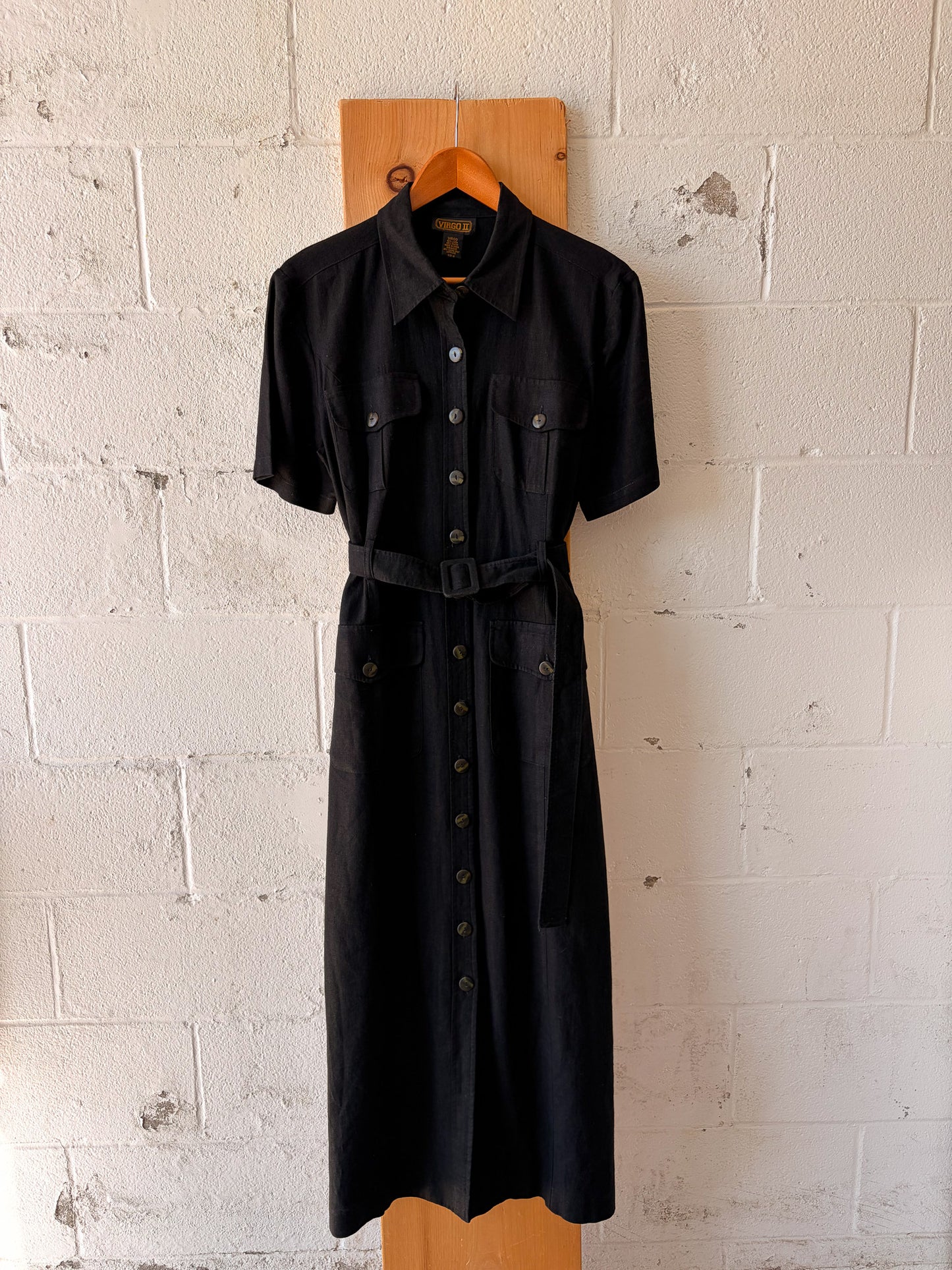 Vtg Black Button Down Dress : 12