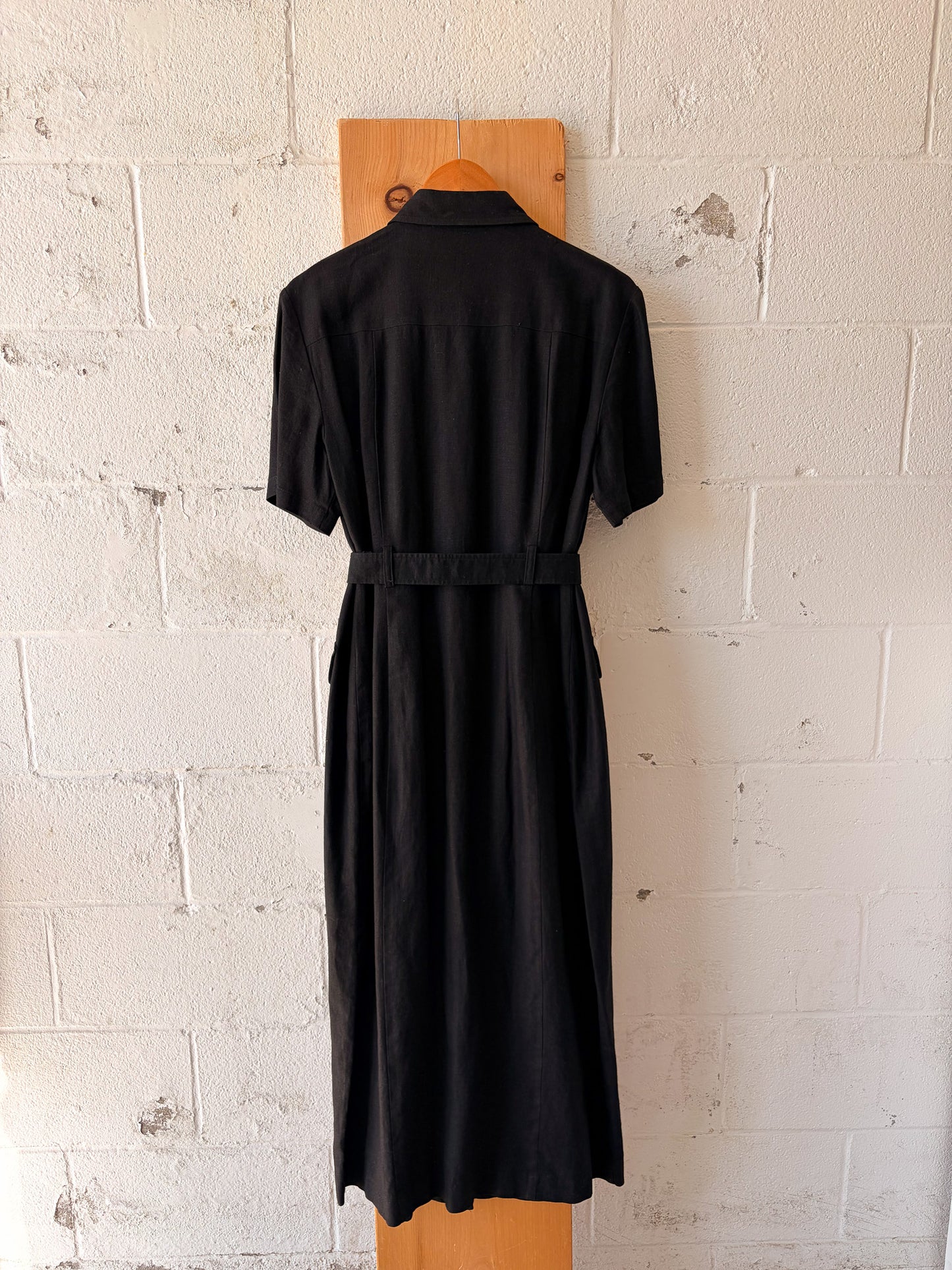 Vtg Black Button Down Dress : 12