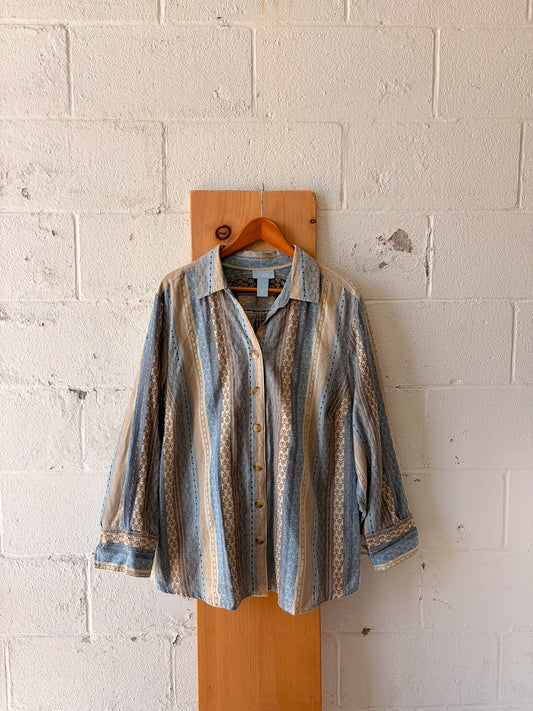 Striped Patterned Button Down : 2X