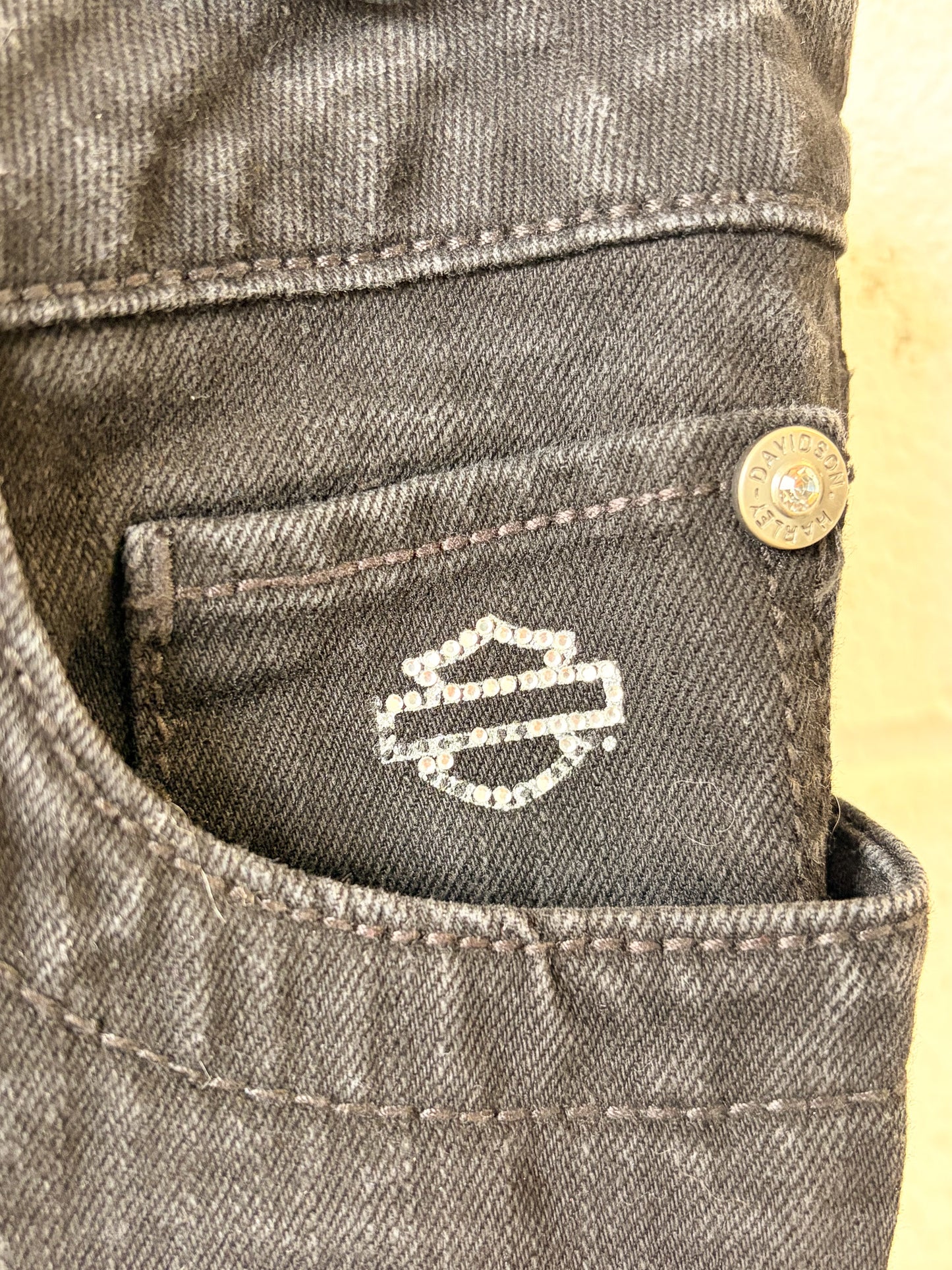 Black Harley Rhinestone Jeans : 12
