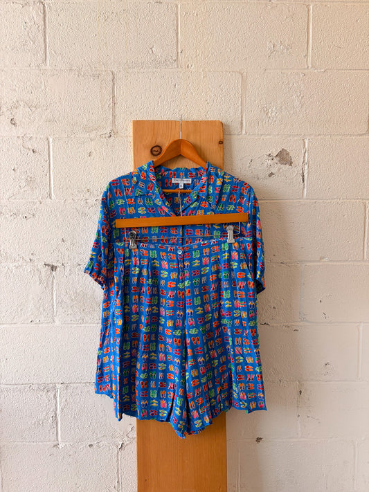 Vtg Shoe Patterned Matching Set : XL