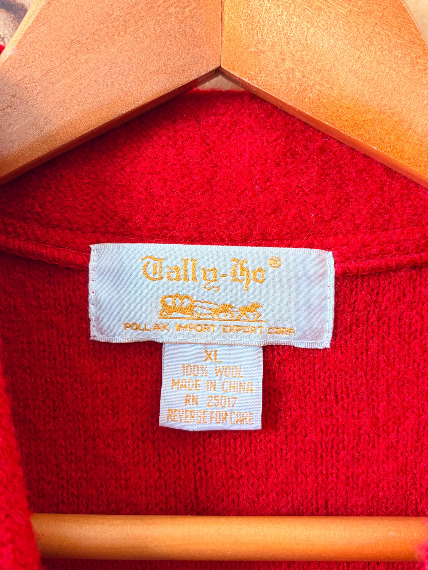 Vtg Red Wool Zip Up Vest : XL
