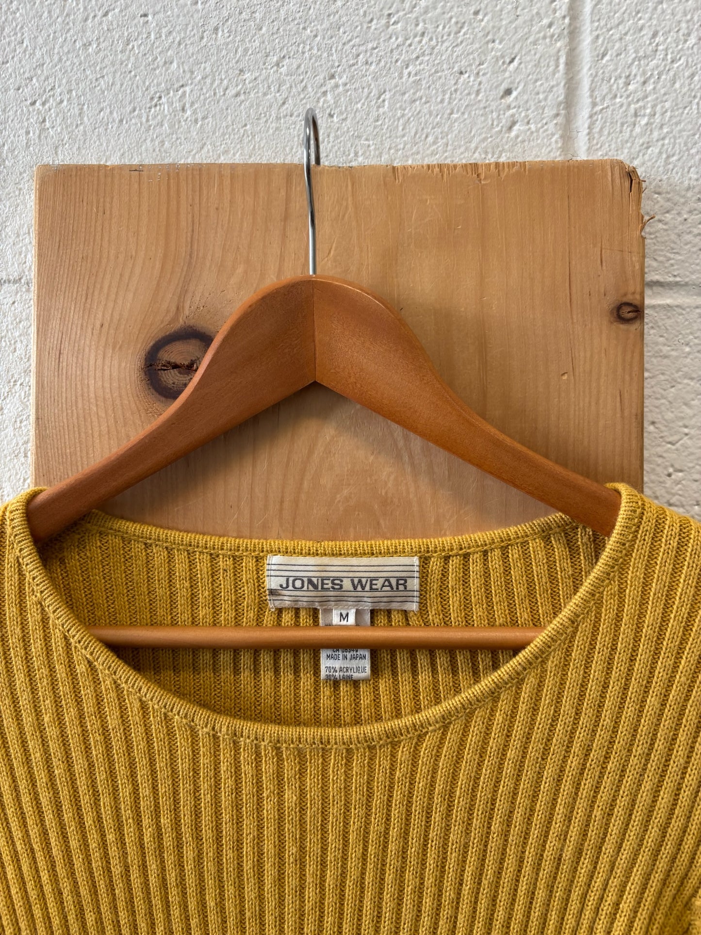 Vtg Yellow Ribbed Sweater : M