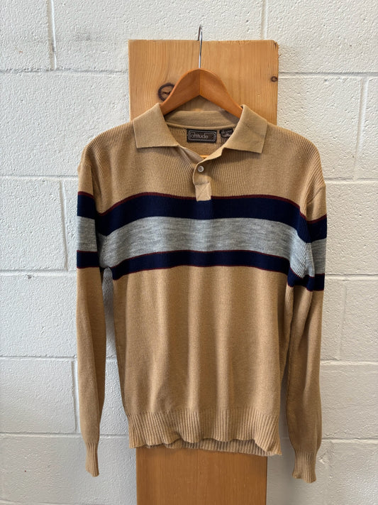 Vtg Brown Stripe Sweater : M