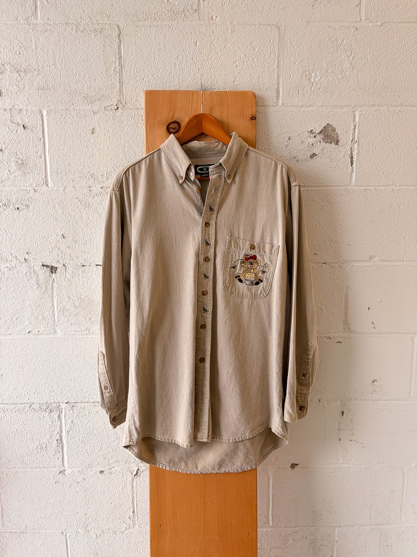Tan Honey Bee & Bear Button Up : M