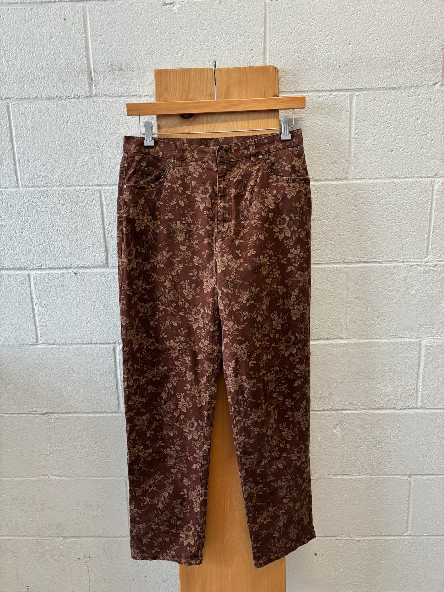 Vtg Brown Floral Ralph Lauren Pants : 12