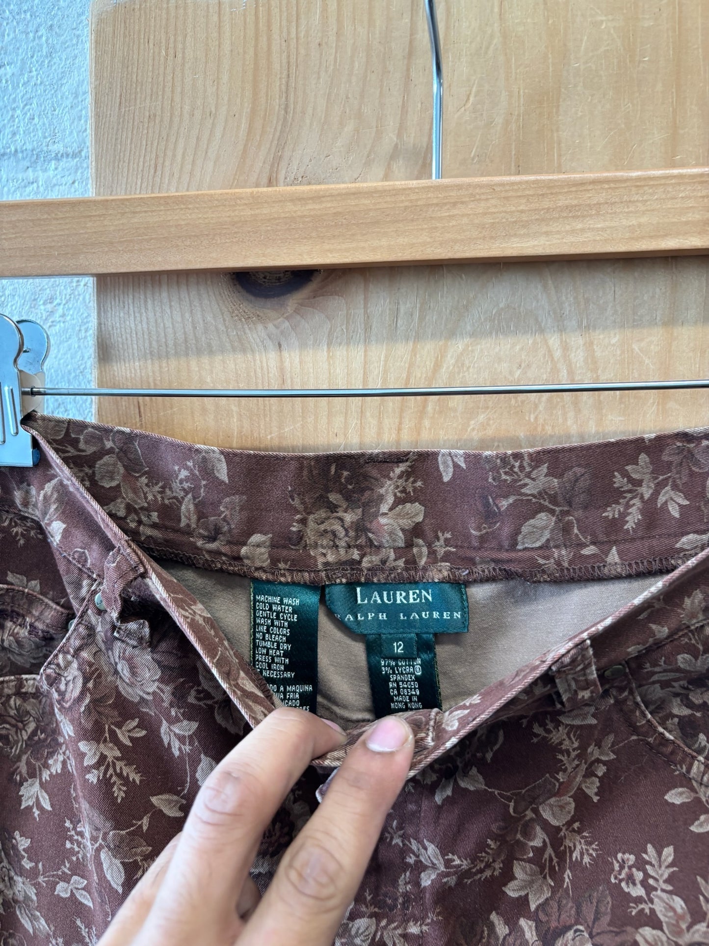 Vtg Brown Floral Ralph Lauren Pants : 12