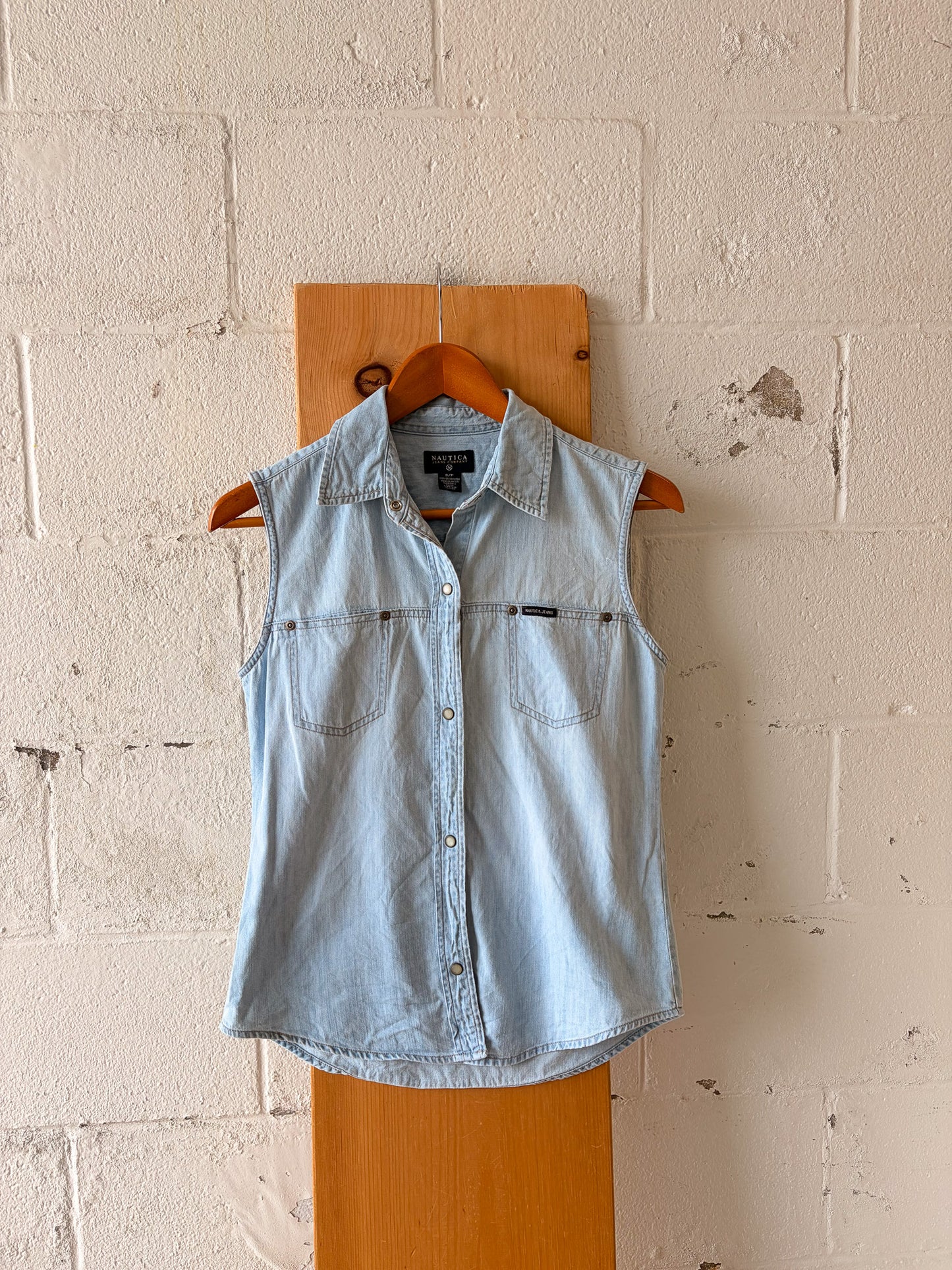 Vtg Nautica Denim Vest : S