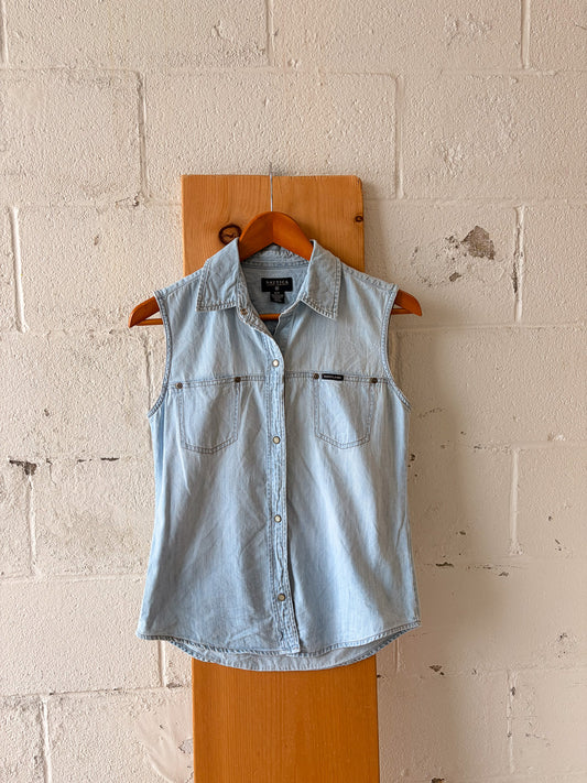 Vtg Nautica Denim Vest : S