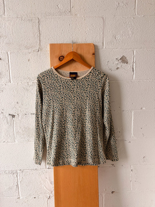 Vtg Faded Glory Floral Thermal Top : XL