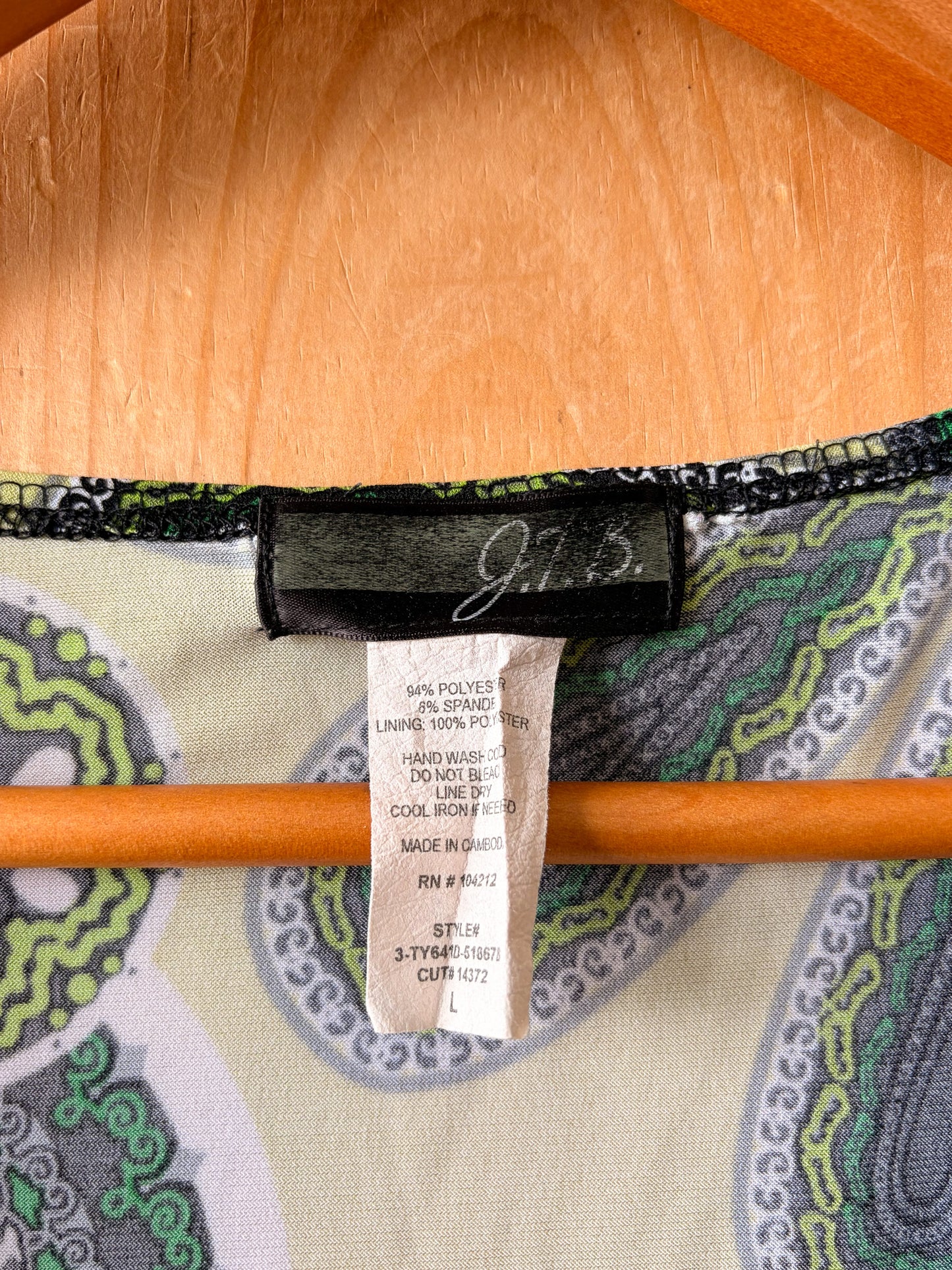 Patterned Green Y2K Top : L