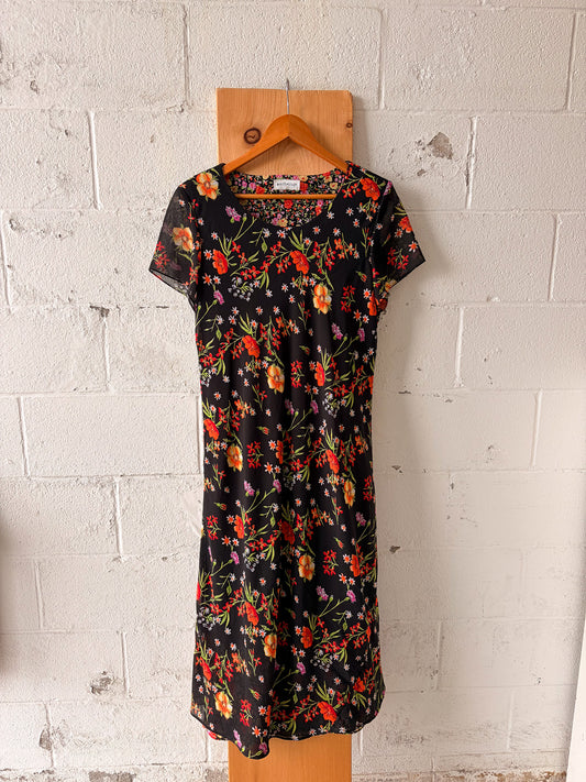 Vtg Floral Dress : L
