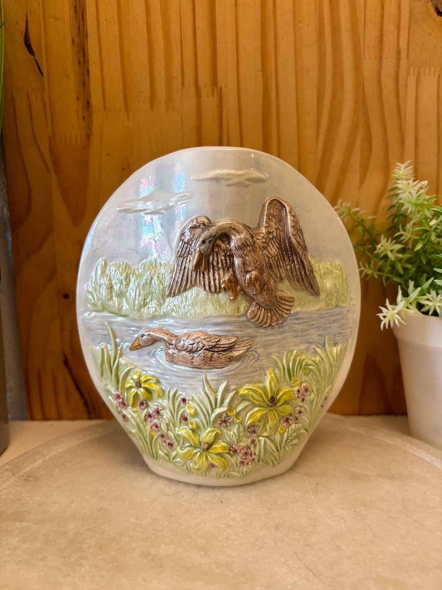 Vtg Duck Scene Vase (Local Pick Up Only)