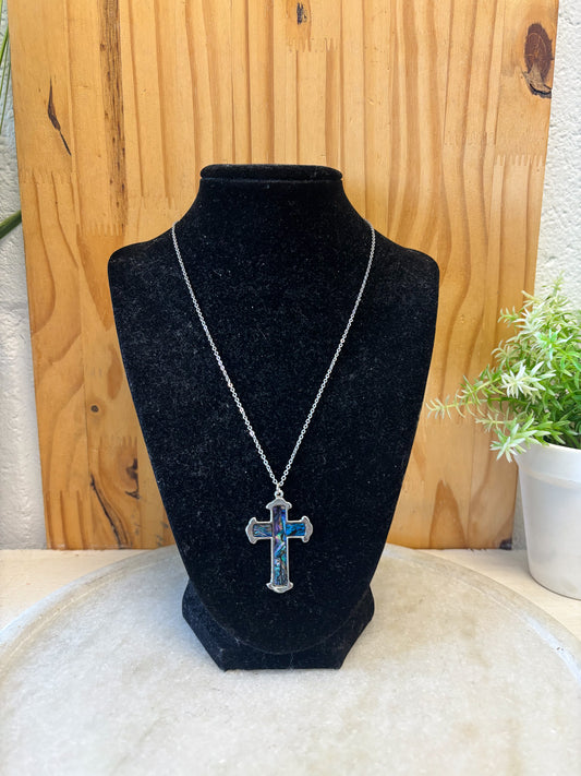 Marbled Cross Necklace