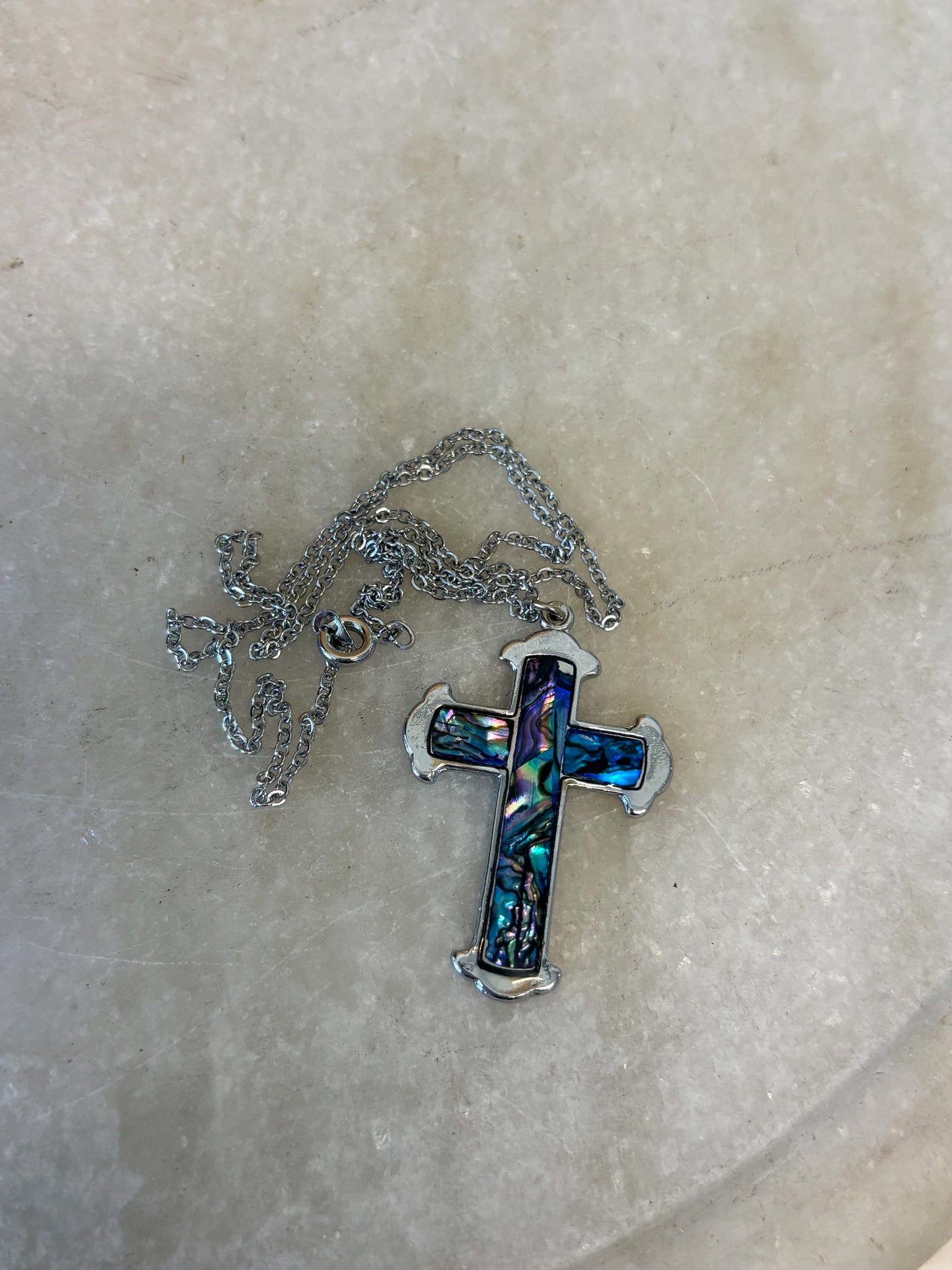 Marbled Cross Necklace