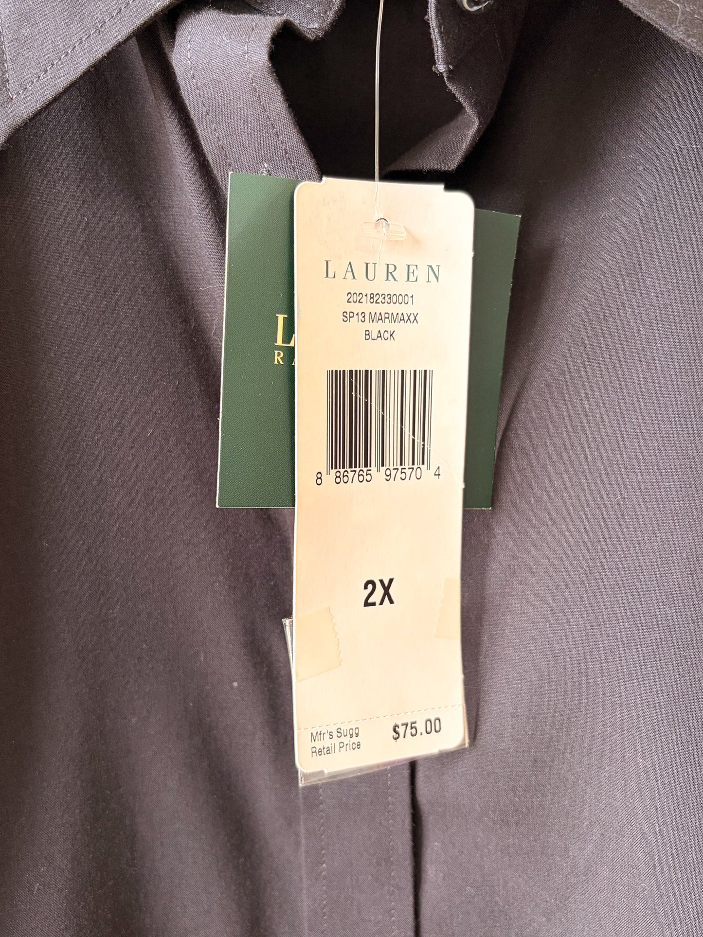 NWT Black Button Down : 2X