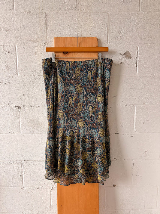 Brown & Blue Paisley Skirt : 18W