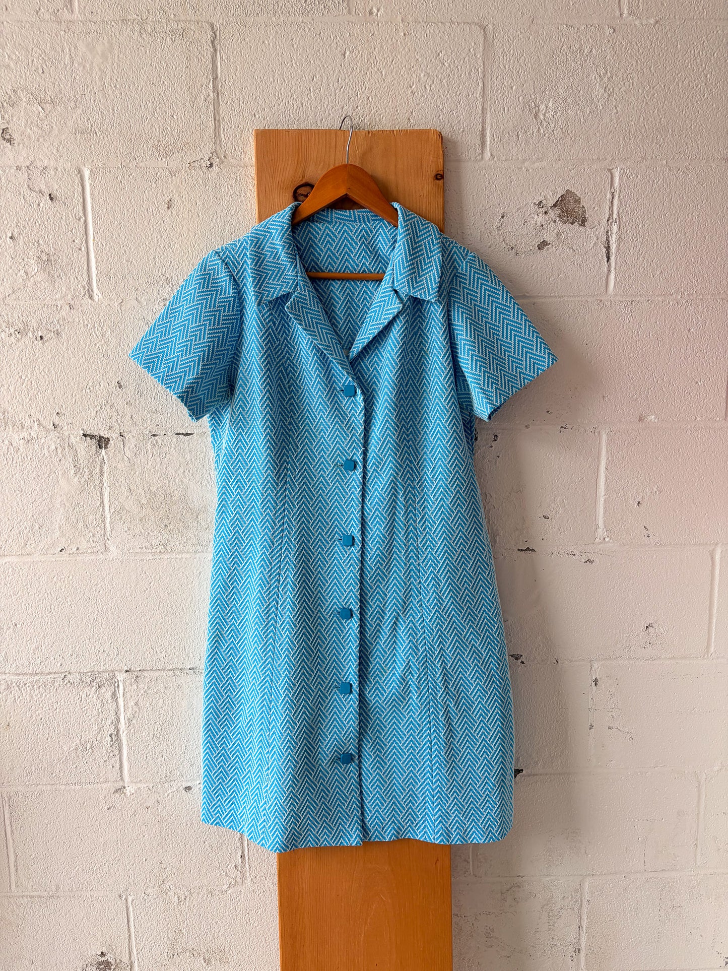 Vtg Blue House Dress : L