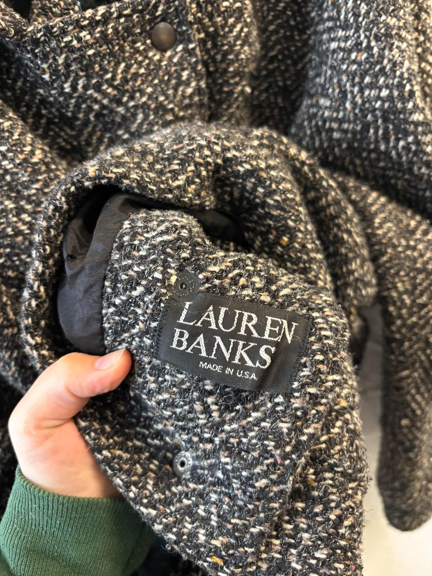 Tweed & Leather Jacket : L