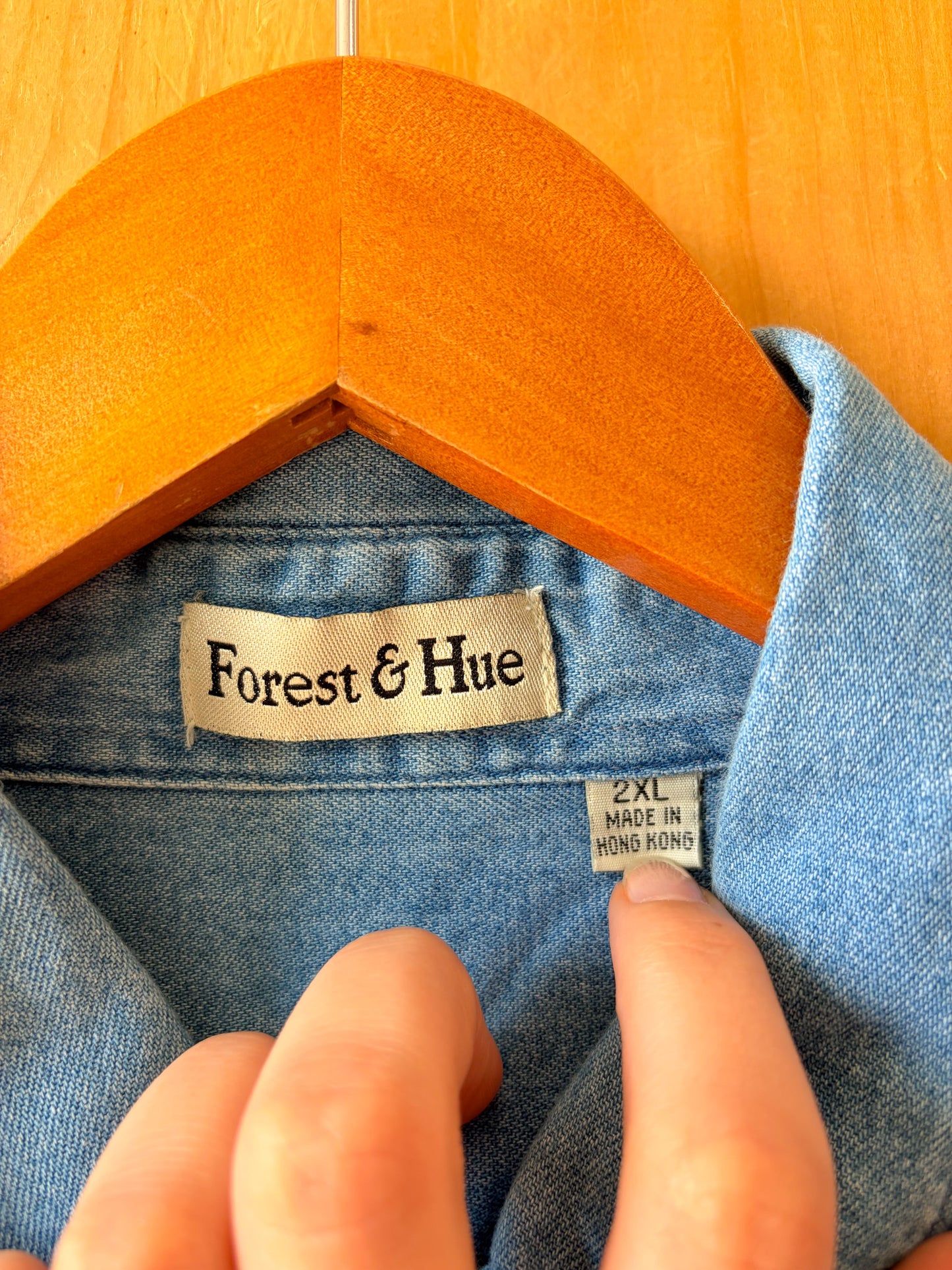 Vtg Blue Angels Distressed Denim Button Up : 2XL