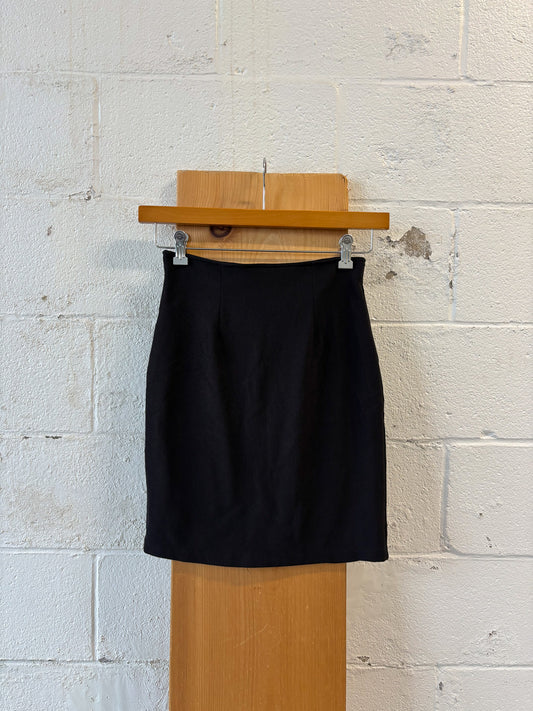 Vtg Black Pencil Skirt : S