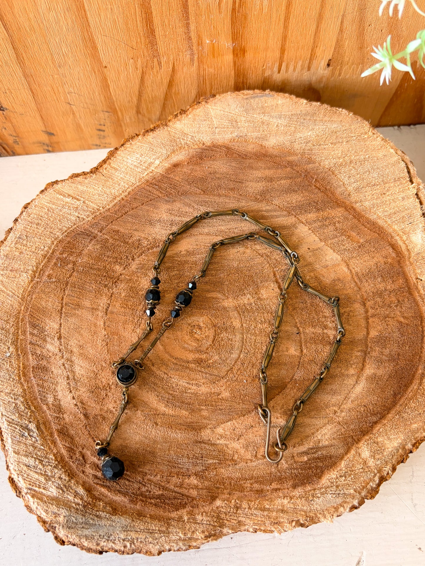 Black Beaded Drop Necklace