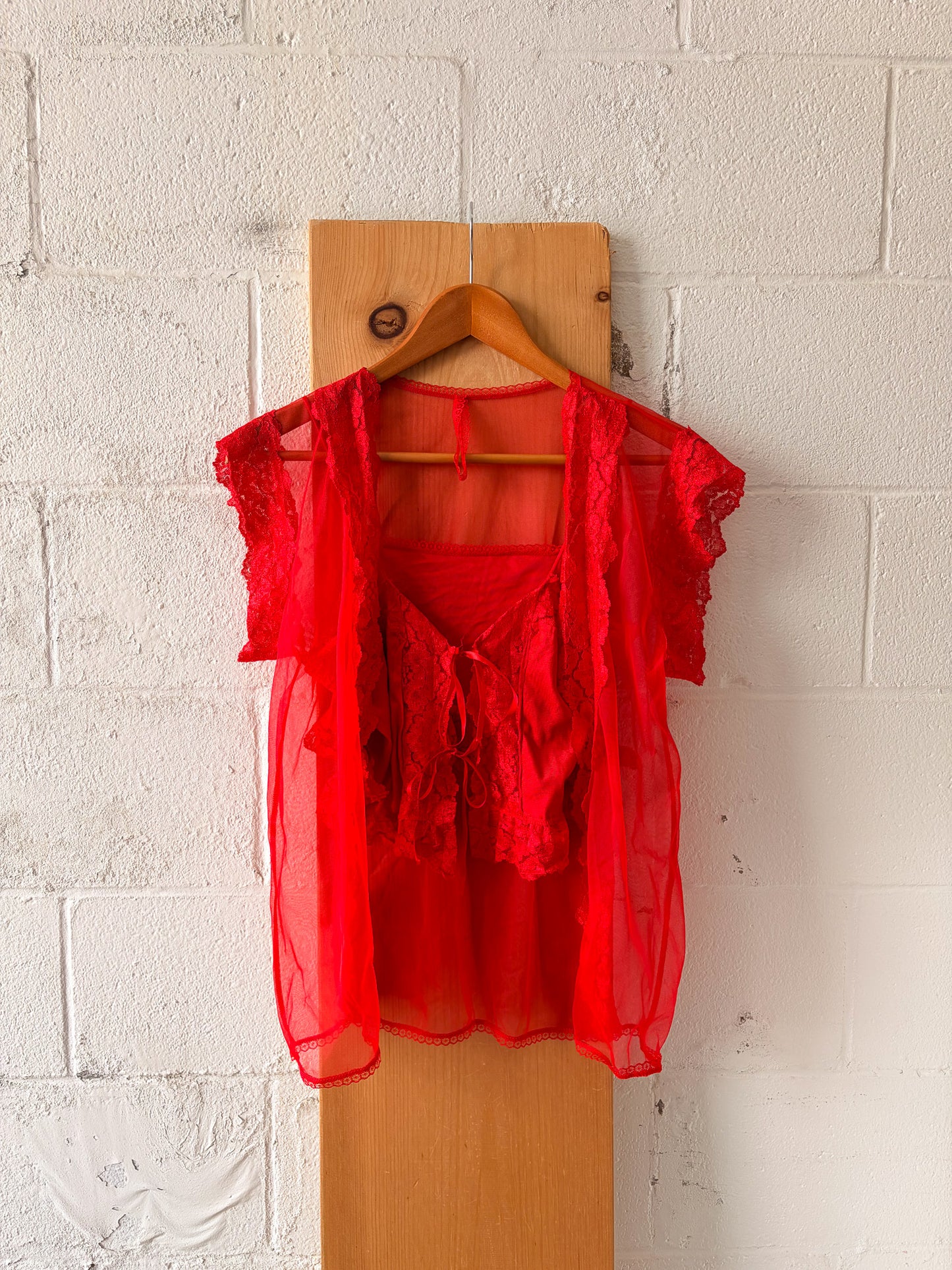 Little Red Front Tie Lace Set : S/M