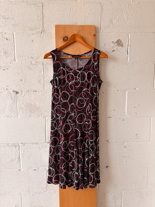 Red & White Circular Patterned Dress : S