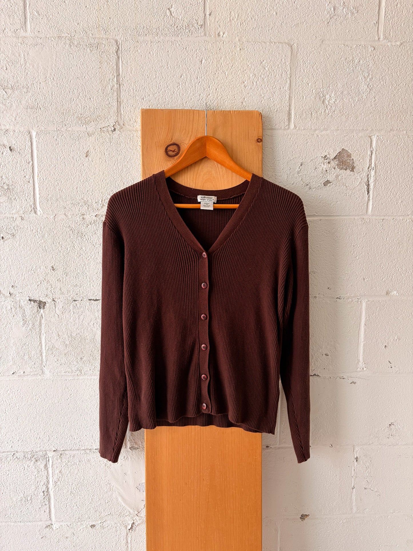 Brown Ribbed Cardigan : M