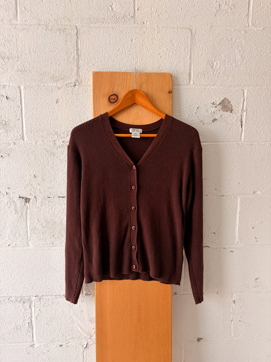 Brown Ribbed Cardigan : M