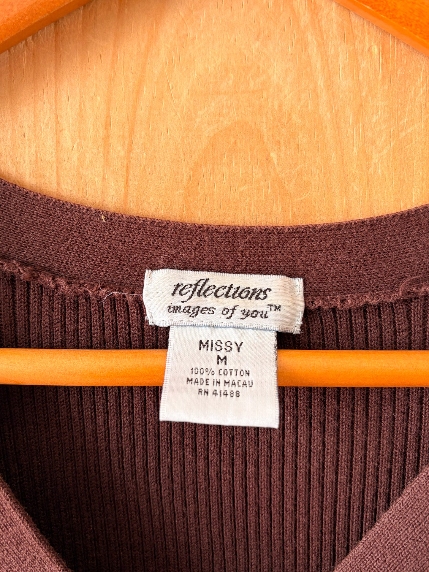 Brown Ribbed Cardigan : M