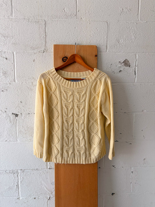 Vtg Yellow Knit Sweater : S