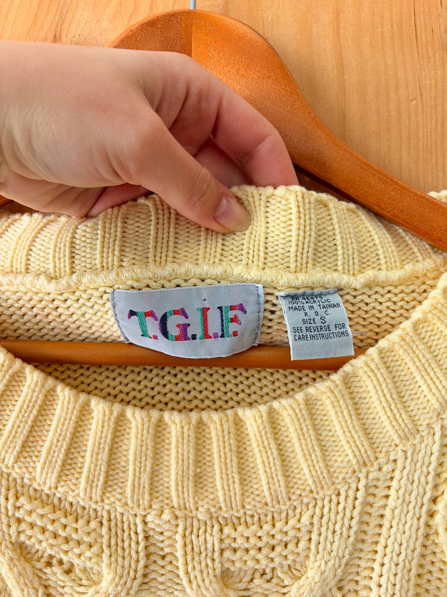 Vtg Yellow Knit Sweater : S