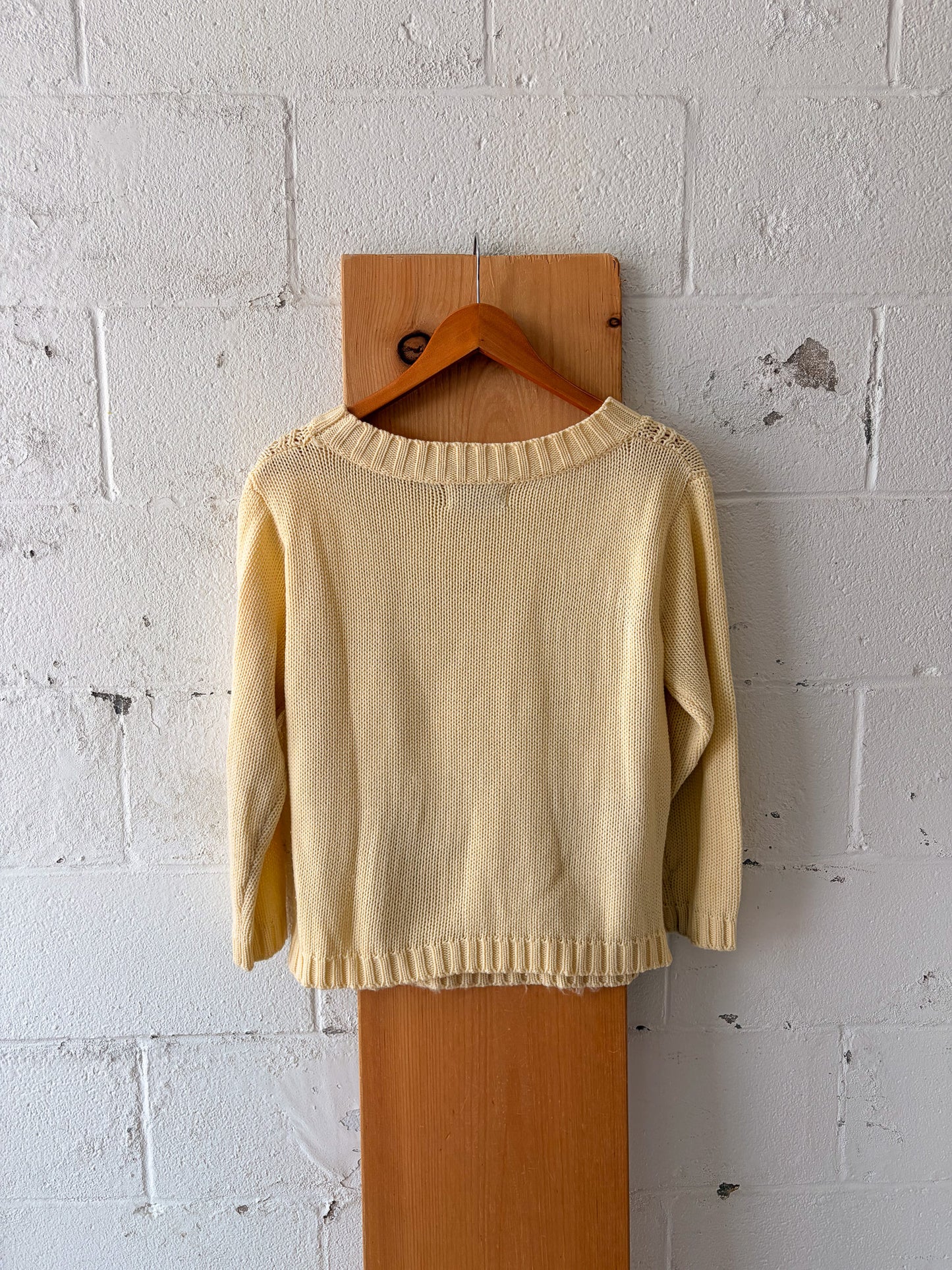 Vtg Yellow Knit Sweater : S
