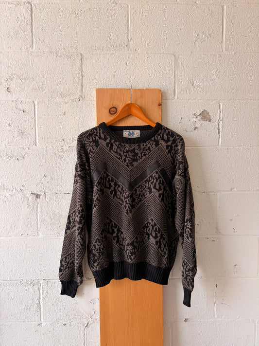 Vtg Leather Detailed Sweater : XL