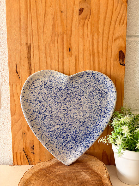 Speckled Blue Heart Plate (Local Pick Up Only)