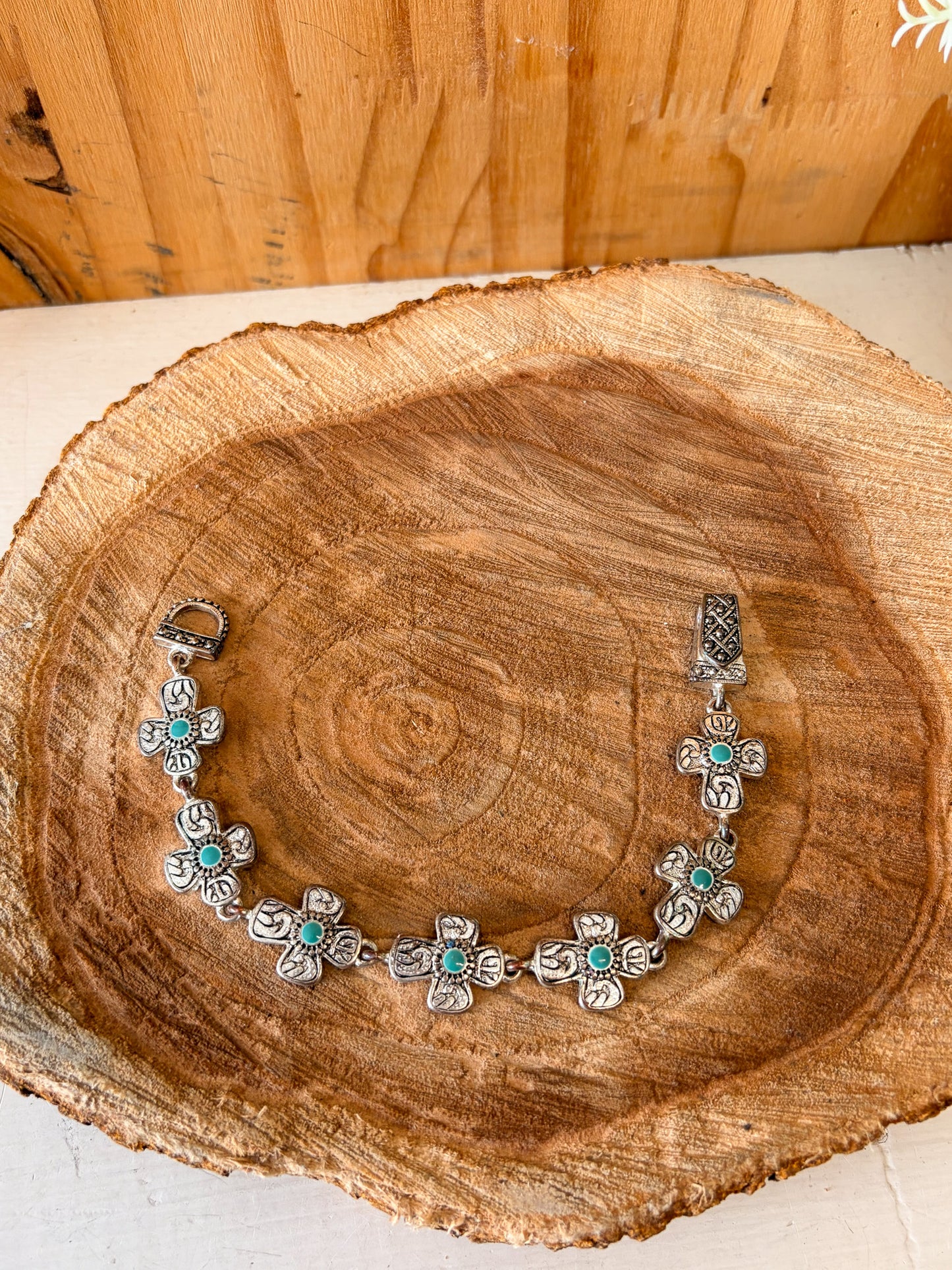 Silver Tone Cross Bracelet