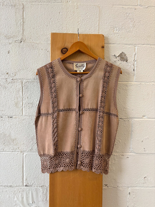 Skully Leather Paneled Vest : L