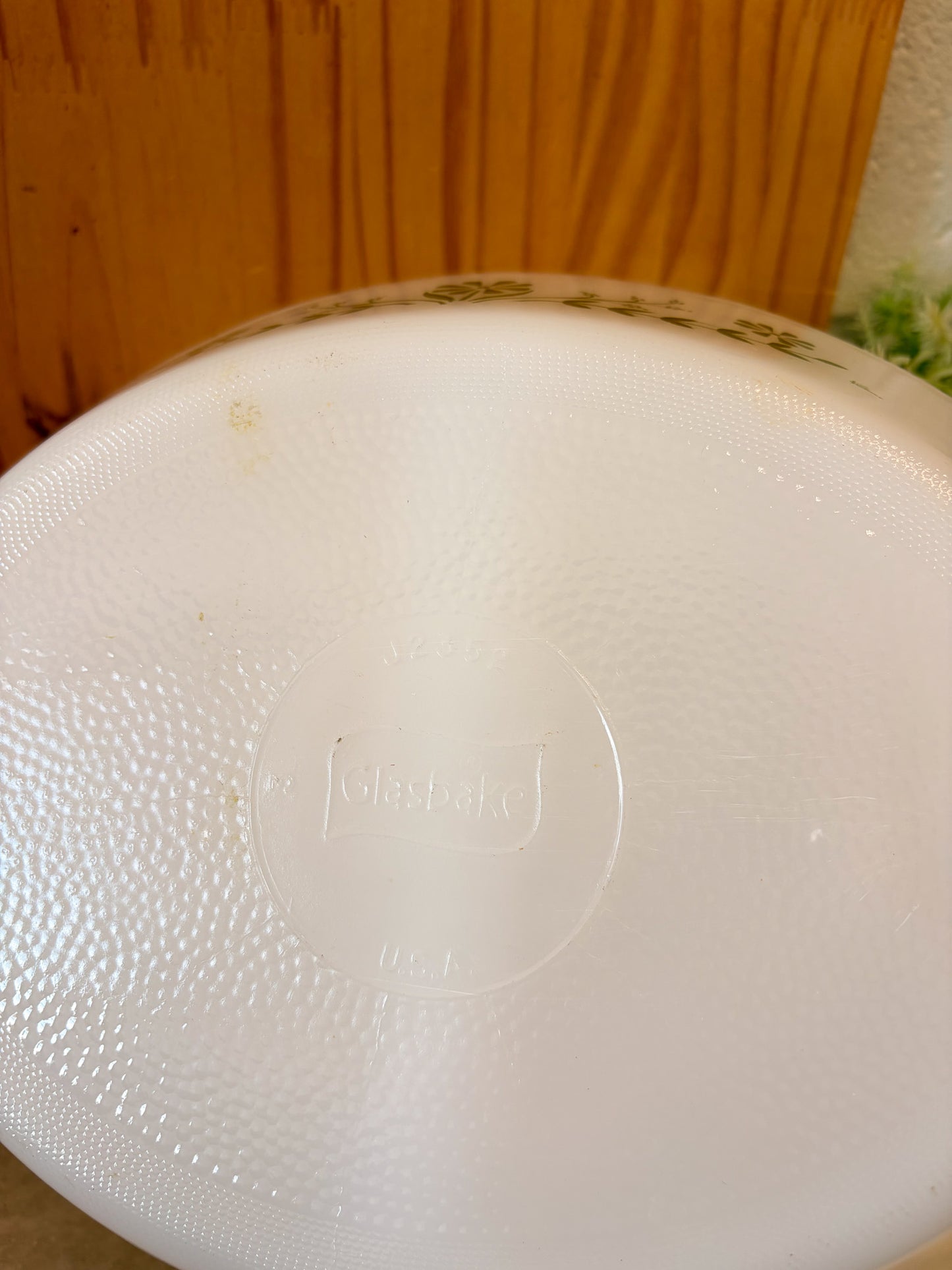 Vtg Glasbake Green Daisy Divided Casserole Dish (Local Pick Up Only)