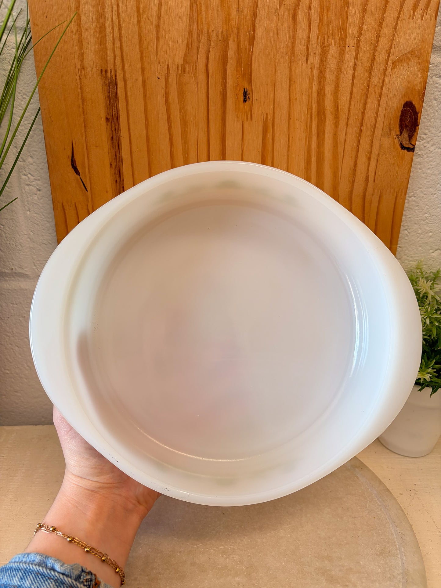 Vtg Glasbake Green Daisy Round Baking Dish (Local Pick Up Only)