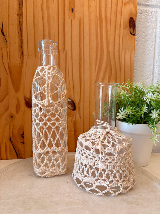Pair of Macrame Covered Vases (Local Pick Up Only)