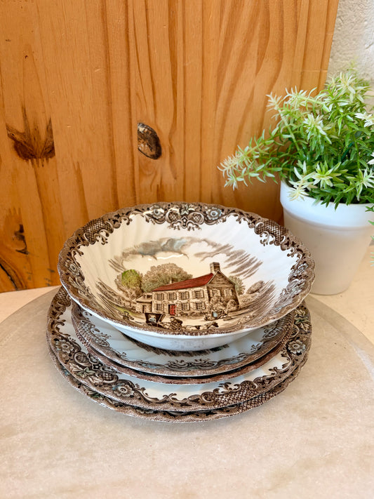 Vtg Heritage Hall Bowl & Plates Set (Local Pick Up Only)