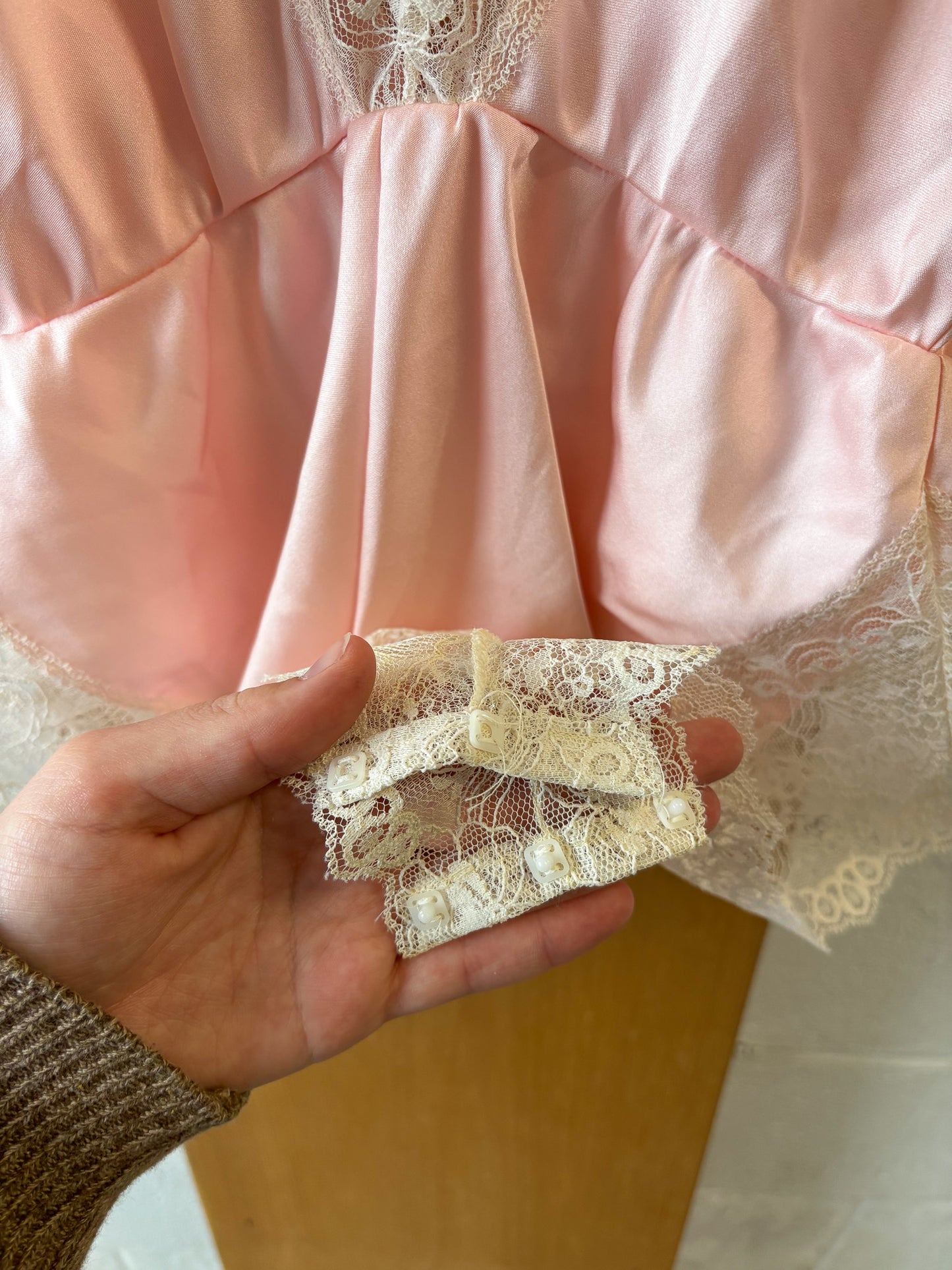 Vtg Pink Lace Bodysuit : S