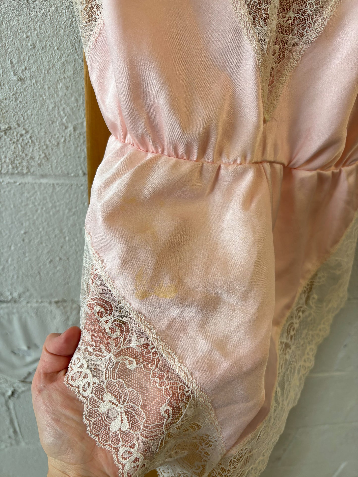Vtg Pink Lace Bodysuit : S