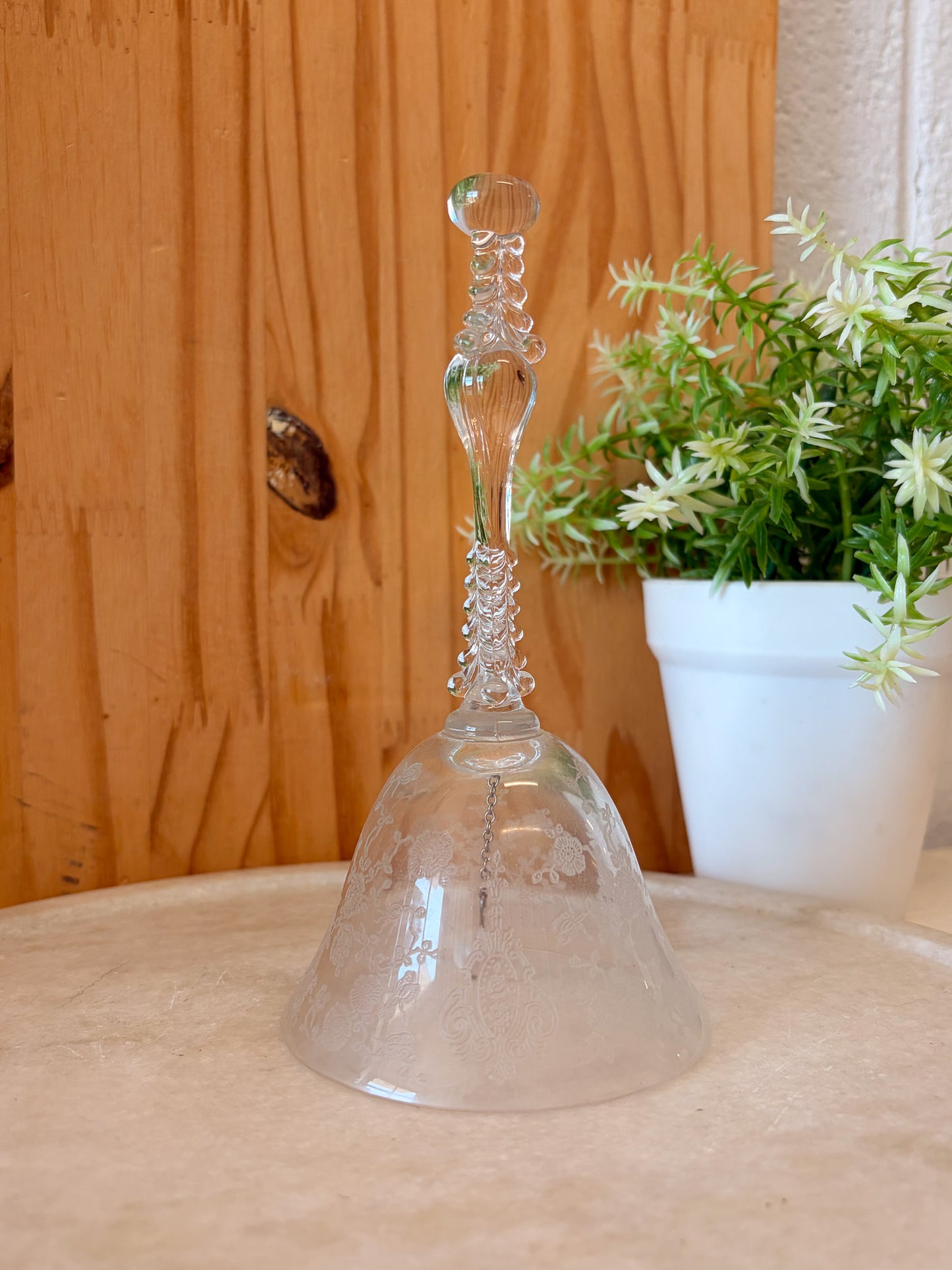 Floral Etched Crystal Glass Bell (Local Pick Up Only)